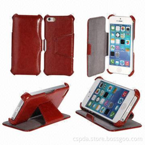 PU Leather Stand Cases for iPhone 5s, Fashionable Design and Durable, OEM Orders Welcomed
